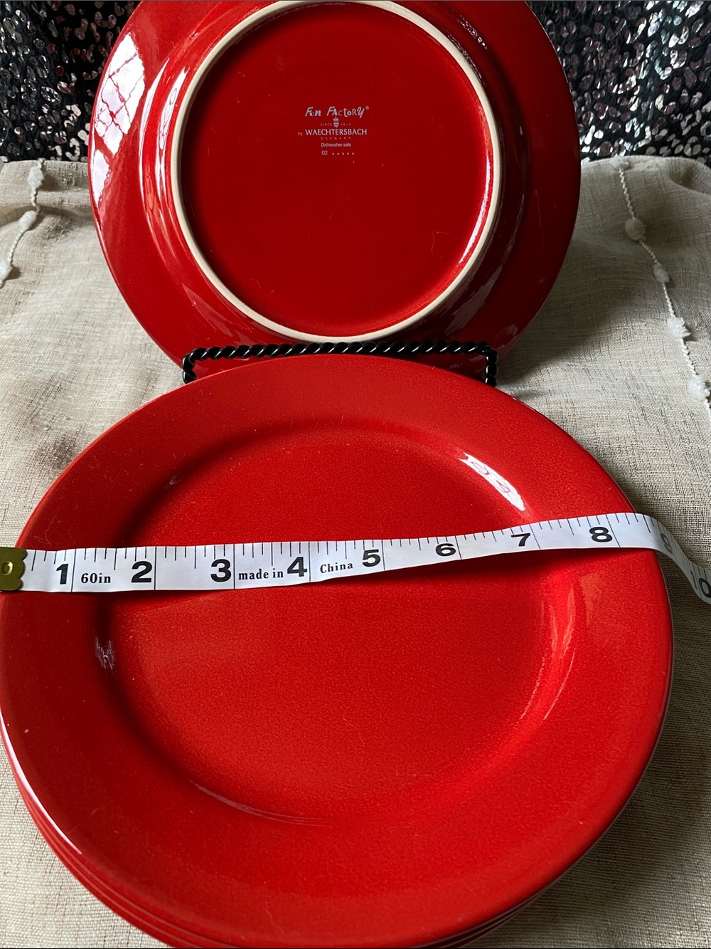 Fun Factory German Red Stoneware Salad / dessert Plates - Set of 4
